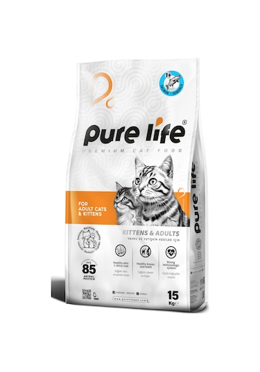 Purelife Yetişkin Balık Etli Kedi Maması 15 KG