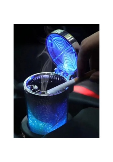 Rgb Işıklı Kapaklı Araç İçi Kokusuz Küllük Bardaklık Uyumlu Led Aydınlatmalı Kül Tablası