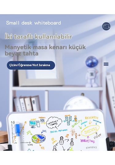 Evde Çalışma İçin Silinebilir Mesajlı Çift Taraflı Beyaz Tahta A4 Pembe Yazı Tahtası Pembe