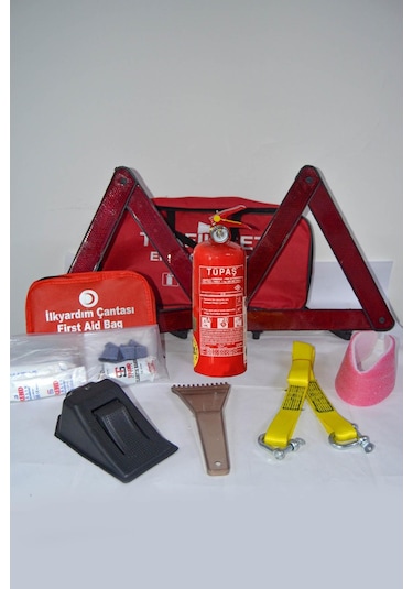 Dikdörtgen Trafik ve İlkyardım Seti Çantası Oto Çeki Demiri Araç N11.102