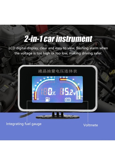 Yifomall Siyah Plastik Yakıt Göstergesi Ve Voltmetre -40 C'den 50 C'ye Çalışma Sıcaklığı