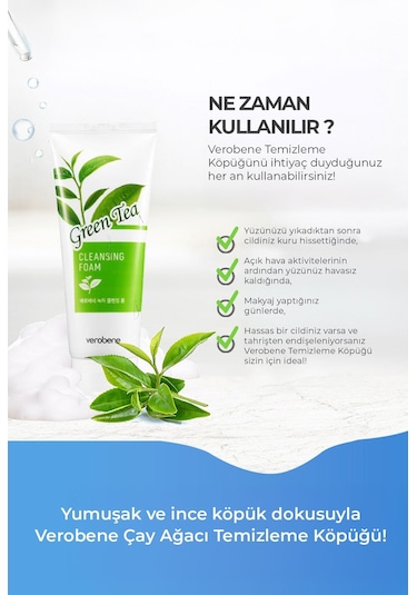 Verobene Cleansing Foam Green Tea Akneli Ciltler için Yüz Temizleme Jeli 150 ML