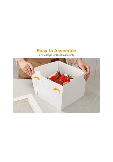 Maoyaya 10 Adet 10x10x8 İnç Pencereli Beyaz Kek Kutuları, Çok Katmanlı Kekler Ve Hediye İçin Kare Karton Kutu Beyaz