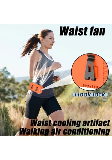 Motion003 Turuncu Taşınabilir 3ü 1 Arada Fan Power Bank 5 Hız Ayarlı Giyilebilir Usb Şarj Edilebilir Mini Boyutlu Uyarı Işıklı