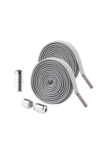 Geeksen 6mm Genişlikli Spor Ayakkabı İçin Elastik, Dikişsiz, Kapsül Kancalı Gri Ayak İzi - Çocuk & Yetişkinler İçin Açık Gri