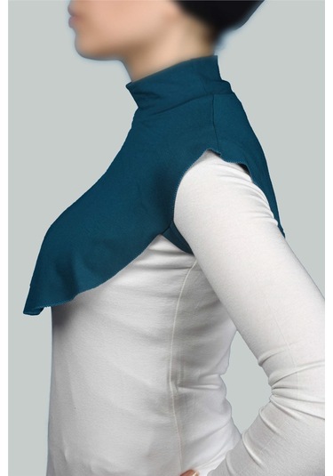 Altobeh Düz Balıkçı Yaka Boğazlı Penye Tesettür Kadın Yakalık Boyunluk - Petrol