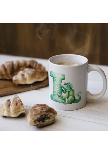 I Harfi Tasarım Bardak, Sevimli Hayvan Temalı Harf Bardağı Beyaz