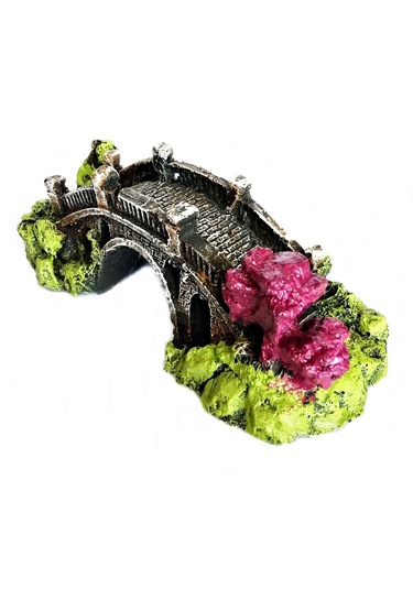 Taş Köprü Akvaryum Dekoru 16 Cm - Fuşya