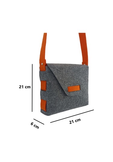 Kız Çocuk Omuz Çantası Keçe Sağlıklı Dikişsiz Etkinlik Günlük Çanta Gri-turuncu Gri