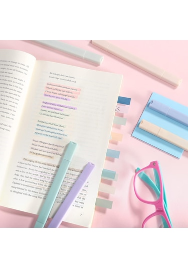 Aubyhe 12 Renk Yumuşak Vurgulayıcı Seti - İki Uçlu Uç İnce + Çatal - Hızlı Kuruyan - Kağıda Sızmayan - Not Alma, Çalışma, Renklendirme İçin Çok Renkli