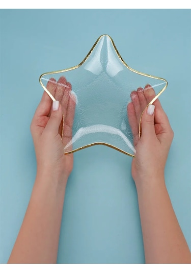 Miland Home Şık Yılbaşı Tabağı, Kutlamalı Masa Dekorasyonu İçin Cam 297456449 Beyaz