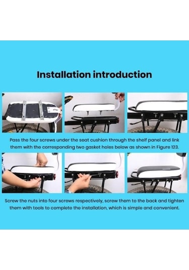 Novahub Siyah-beyaz Evrensel Bisiklet Arka Koltuk Minderi, Sünger Dolumlu, Çocuk Güvenliği, Bebek Koltuğu Footrest İle Beyaz - Siyah