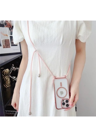 Crossboby Kordon Kaplama Telefon Kılıfı İphone 16e 16 15 14 13 Açık Gri