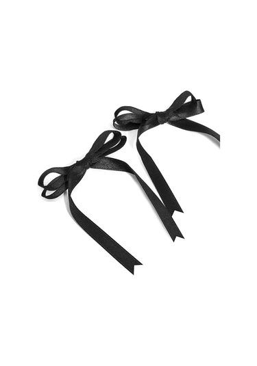 10 Adet Siyah Saten Fiyonk Süsleme Küçük Kurdele Seti