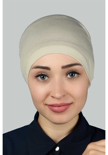 Altobeh Hazır Pratik Geçmeli Lastikli Tesettür Bone - Koyu Krem