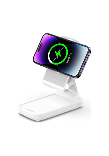 003 10000mah Güç Bankası Katlanabilir 15w Manyetik Kablosuz Şarj Cihazı Telefon Standı Beyaz