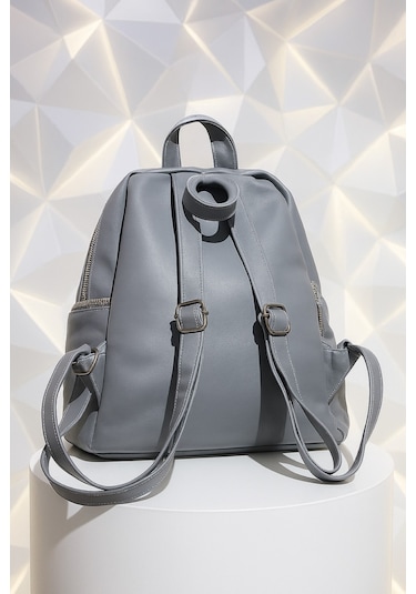 Newish Polo Donna Model Sırt Çantası-yıkama Suni Deri Gri