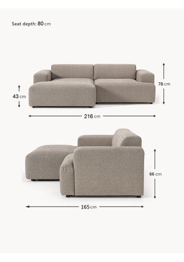 Most Mollista 2 Modül Sol Köşe Koltuk 10 Kahverengi Keten Kumaş Y