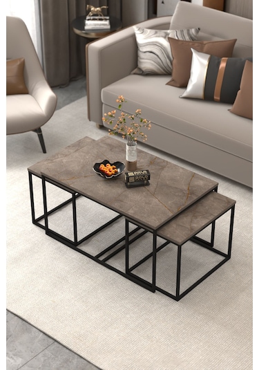 Orta Sehpa Ve Zigon Yan Sehpa Flora Set Gordion Gordion