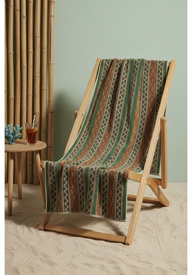 Koyu Yeşil Sahara %100 Pamuklu Plaj Havlusu 70x140 Cm Çok Renkli