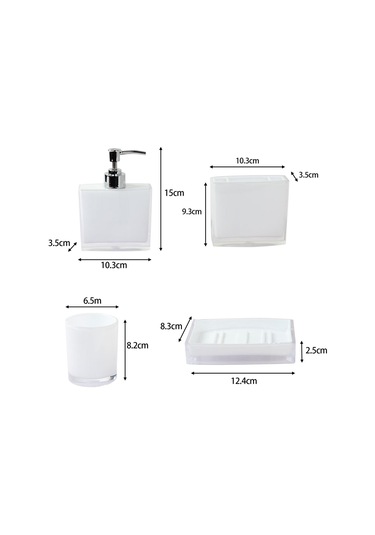 Suntek 4x Losyon Dispenser Bardak Diş Fırçası Tutucu Seti Beyaz