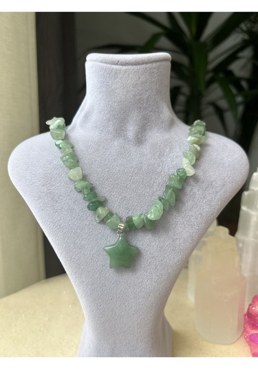 Aventurin Yıldız Kolye Beyaz