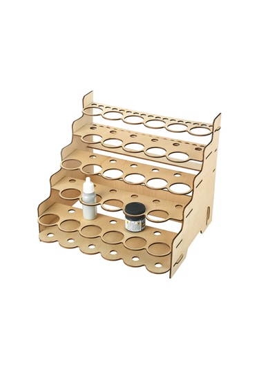 Padalink Ahşap Pigment Rafı - 28 Delikli 35mm Çap Boya Ve Fırça Organizasyonu - Kolay Montajlı Diğer