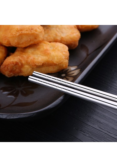 Dianziye 304 Paslanmaz Çelik Isıya Dayanıklı Kaymaz Çubuk Çatal, Gümüş Renk, 5 Çift Basit Paket Diğer