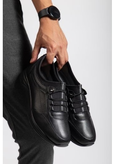 Hakiki Deri Tam Ortopedik Siyah Renk Erkek Ayakkabı Siyah Siyah