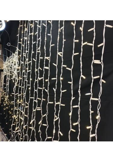 Dış Mekan Eklenebilir 2 Mt Saçak 144 Led 3000k Günışığı Beyaz Çakarlı Yılbaşı Ledi