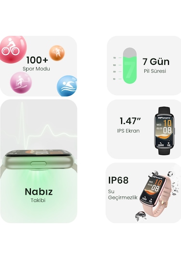 HiFuture EVO2 1,47" Ekran Su Geçirmez 1ATM Apple Uyumlu iOS & Android Akıllı Bileklik