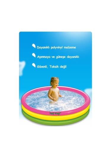 Heykida Şişme Tabanlı 3 Boğumlu Pompalı Havuz 114x25 Cm Mavi - Kırmızı