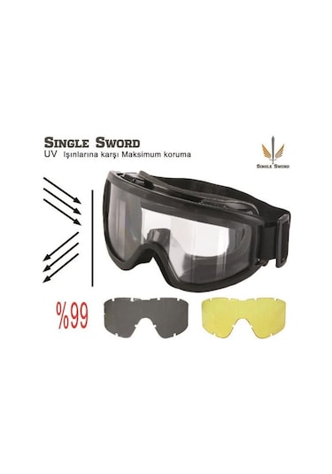Ss701 Single Sword Askeri Taktik Balistik Gözlük Bej Siyah