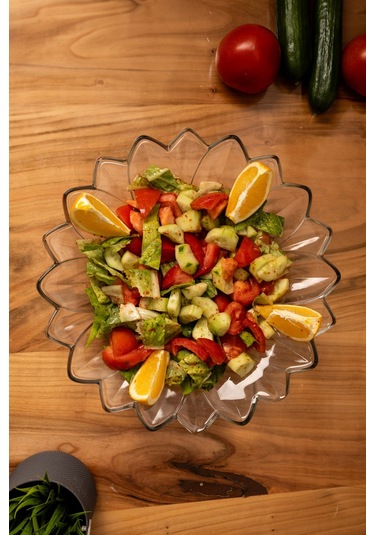 Mest Çiçek Model Cam Salata Kasesi - Sofralarınıza Estetik Dokunuş Çok Renkli