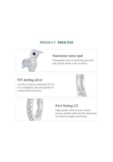 Novahub 925 Ayar Gümüş 3d Kuş Halka Küpe - Kadın Ve Genç Kızlar İçin Hipoalerjenik, Klasik Moda Küpe Takı Beyaz Altın