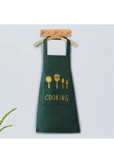 Awesomestore Koyu Yeşil Cep Detaylı 28.3x25.5 İnç Kafe Restoran Önlüğü Koyu Yeşil