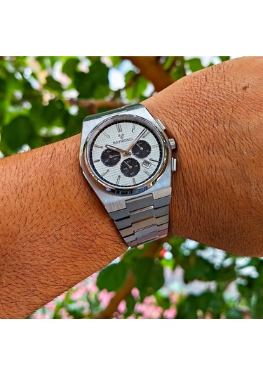 Raymond Kronograf Çelik Erkek Kol Saati Gümüş