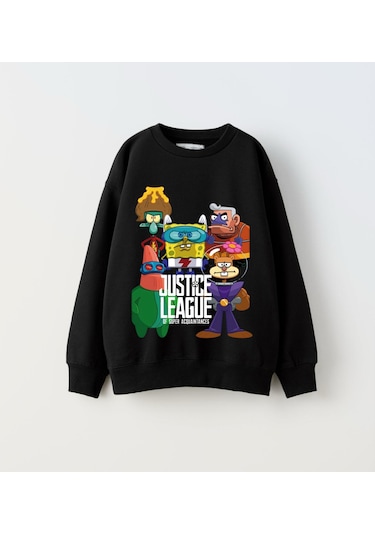 Ters Yüz Çocuk Sweatshirt St07966 Siyah