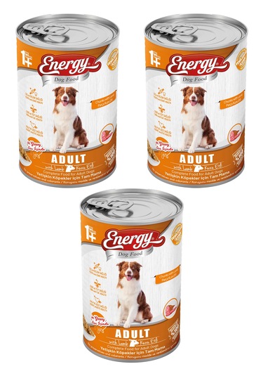 Energy Kuzu Etli Konserve Yetişkin Köpek Maması 3 x 400 G