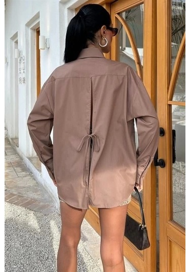 Süzine Cepli Arkası Yırtmaçlı Oversize Gömlek 3420 Vi Zon