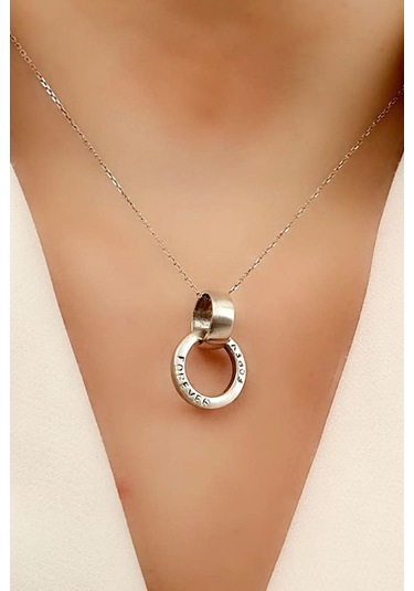 Forever ( Sonsuza Dek ) Yazılı 925 Ayar Gümüş Sevgi Bağı Kolyesi