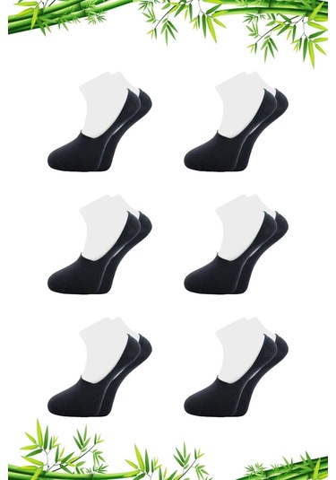 Bambu Erkek Babet Füme Çorap Dikişsiz Görünmez Kaydırmaz Topuk Silikonlu 6'lı Paket Füme