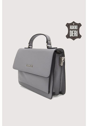 Hakiki Deri Kadın El Çantası Gri Smr9022 GRİ