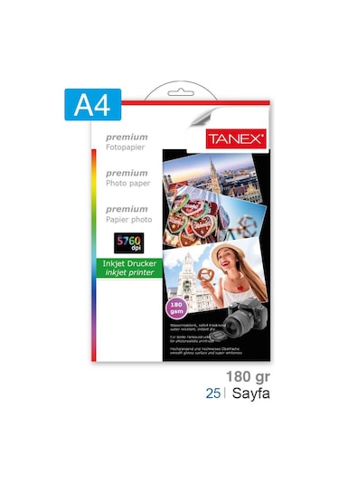 A4 Fotoğraf Kağıdı 180 gr. 1 Paket 25 Adet