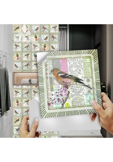 Simülasyon Damga Çiçekler Kuşlar Kristal Sert Fayans Duvar Sticker Mutfak Dolap Ev Dekor Sanatsal Fresk Peel Sopa Duvar Çıkartmaları 20cmx20cmx10pcs Diğer