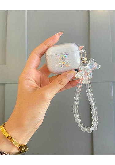 Apple Airpods Pro 2. Nesil Sevimli Karışık Figürlü Silikon Kılıf Şeffaf -1