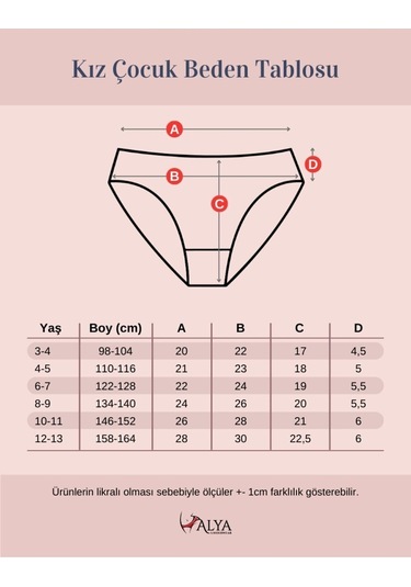 Alya Underwear Kız Çocuk Kalpli Dokuma Lastik Pamuklu Kumaş Slip Külot 5'li Paket 5 Adet Beyaz Siyah P13