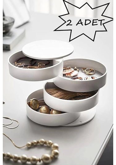 Bayev 2 Adet 4 Katlı Döner Takı Organizeri Takı Kutusu Organizer