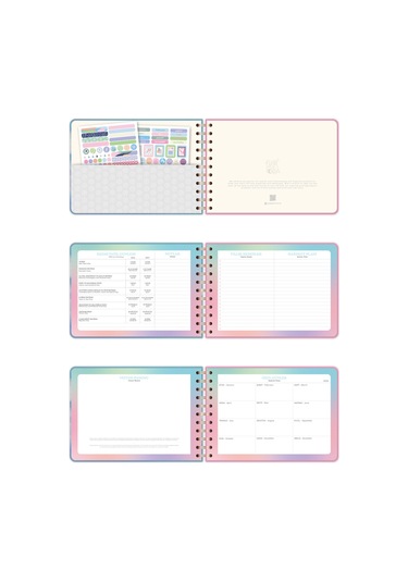 2026 Dikey Haftalık Ajanda Yatay A5 Formda Spiralli Sert Kapak Haftalık Ajanda 21x15 Cm Bulut Bulut