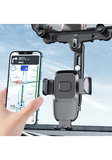 Çok Fonksiyonlu Araba Dikiz Aynası Cep Telefonu Montaj Evrensel Araç Geri Çekilebilir Telefon Klip Tutucu - Green